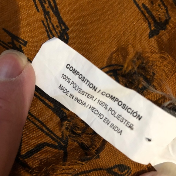 Equestrian Horse Scarf Wrap Brown with Black Print Images - Picture 4 of 7